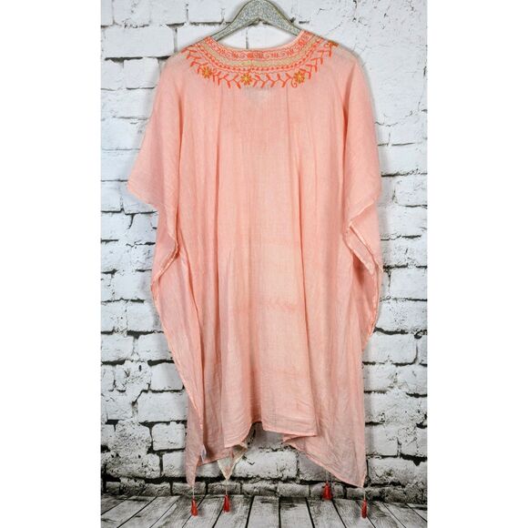 JUST BEE Embroidered Boho Gauzy Beach Cover-Up Ruana Cruise Resort One Size NWT - Picture 4 of 9